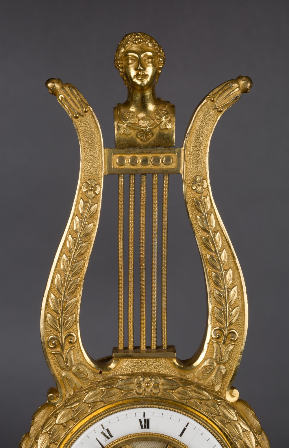 French Ormolu Lyre clock Olde Time Antique Clocks and Barometers