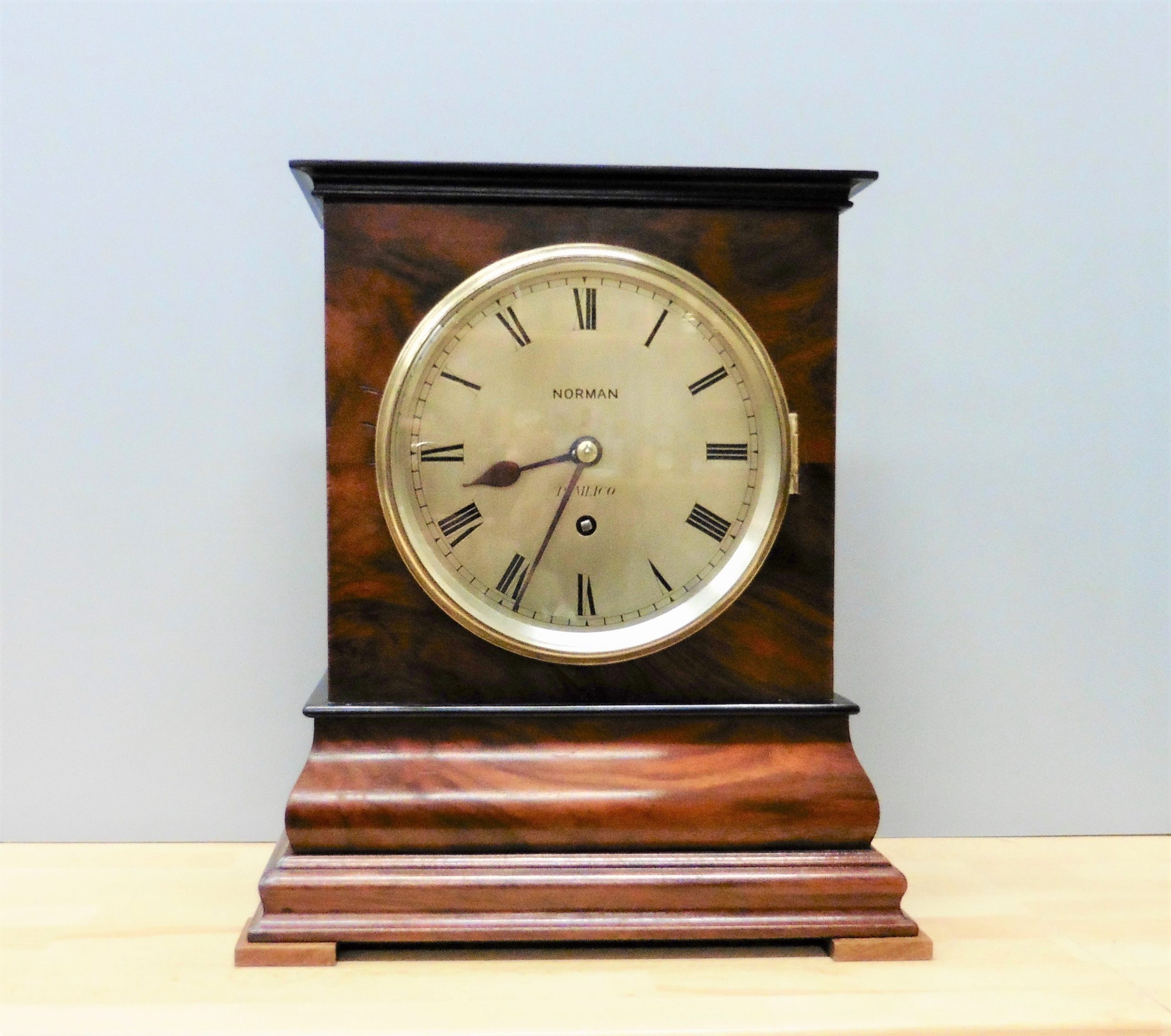 Mahogany Library Bracket Clock by Norman, Pimlico Olde Time Antique