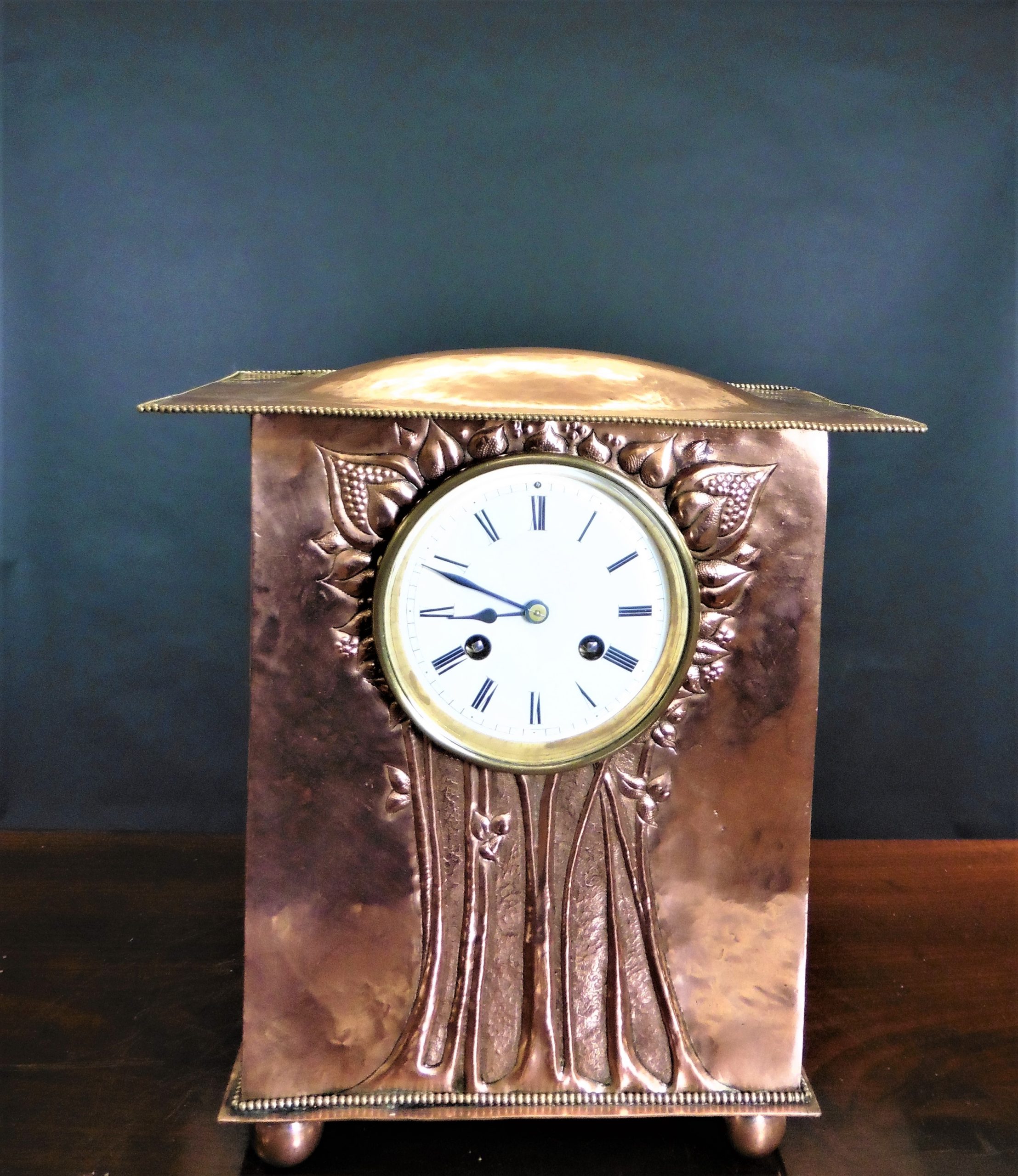 Copper Arts and Crafts Mantel Clock Olde Time Antique Clocks and Barometers
